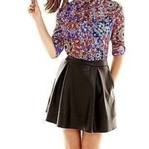 LAMOUR Nanette LePore Womens Black Faux Leather Mini Skirt